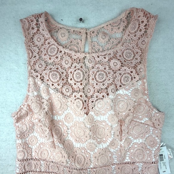 Premier Amour Womens Pink Crochet Lace Sheath Dress Size 16 NWT Barbie core - Picture 4 of 11